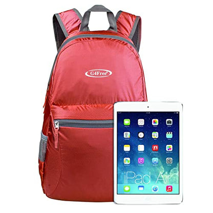 G4Free 20L Lightweight Packable Backpack Travel Hiking Daypack Foldable Backpack for Men Women - color: A-deep Red