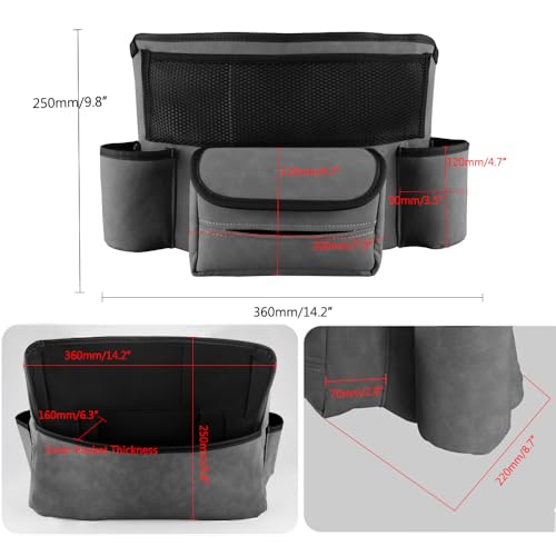 Car Handbag Holder Between Seats Car Organizer, Leather Large Capacity Car Purse Holder for Front Seat, Seat Back Net Bag Double-sided Tissue Storage Handbag Holder Car Divider (Brown) - color: Brown