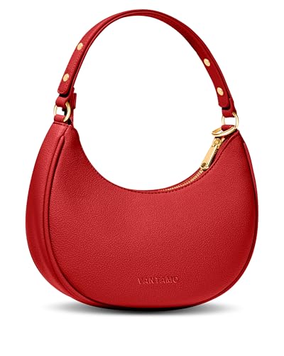 Vantamo Crescent Bags For Women with RFID Protection, Half Moon Clutch Purses for Women with Anti-Theft Clip for Extra Safety - color: Red
