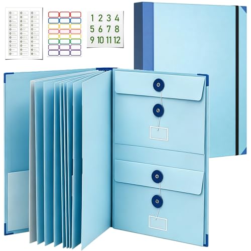 Important Document Organizer for Family Records, Home Filing System with Tabs and Pockets for Passport, Birth Certificate, Insurance Policies, Legal Documents and Important Papers(Blue) - color: Blue