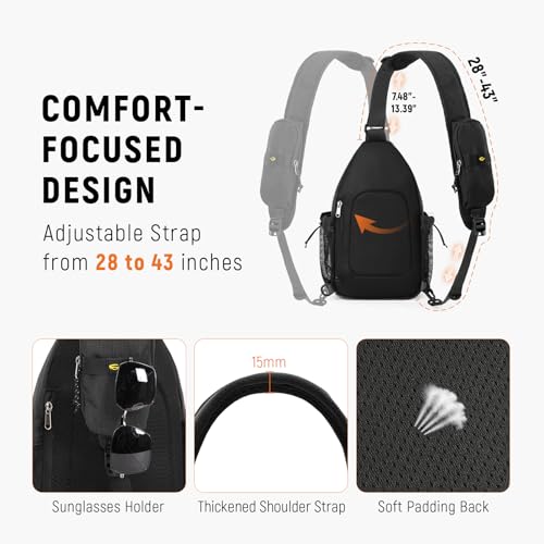 SKYSPER Sling Bag Anti-Theft Crossbody Bag RFID Travel Cross Body Shoulder Sling Backpack - color: Black