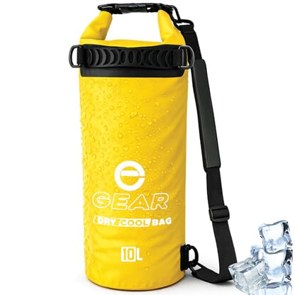 Enthusiast Gear Insulated Dry Bag Floating Cooler – 10L / 15L / 25L Roll Top, Leak Proof, Waterproof, Collapsible, with Padded Shoulder Strap - Perfect for Kayaking Fishing Beach - color: Yellow, size: 10 Liter