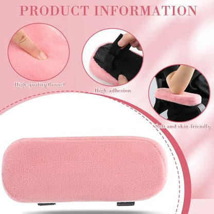 Threlaco 2 Pcs Office Chair Armrest Pads Soft Foam Office Chair Arm Covers Fluffy Flannel Gaming Armchair Armrest Cushion for Elbows and Forearms Support Pressure Relief (Pink) - color: Pink