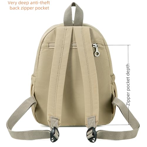 AOTIAN Mini Lightweight 11.8 Inch Backpack Durable Travel Hiking Women and Girls Small Daypack, 7 Liters Khaki - color: Khaki