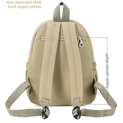 AOTIAN Mini Lightweight 11.8 Inch Backpack Durable Travel Hiking Women and Girls Small Daypack, 7 Liters Khaki - color: Khaki