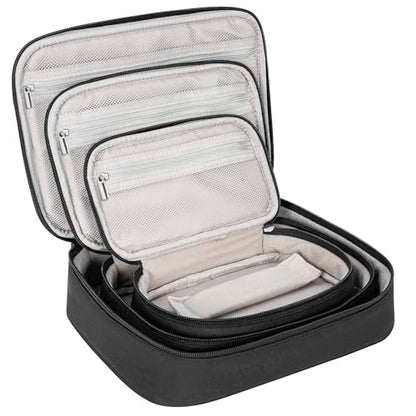 AKOZLIN Cord Organizer Case with Adjustable Divider 3pcs/set Padded Cable Organizer Bag Double Layer Electronics Travel Case DJ Cable File Bag Black