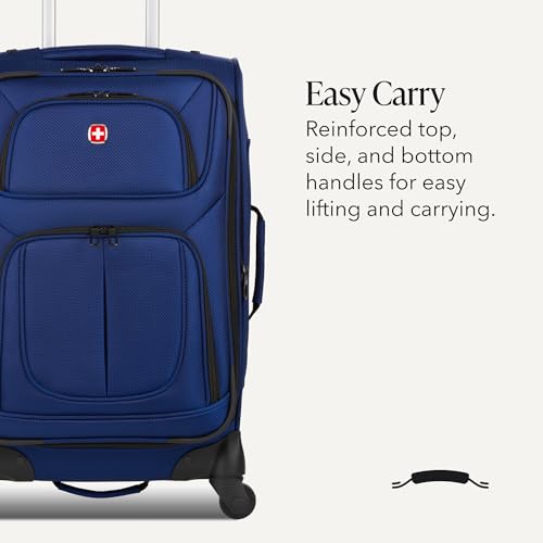 SWISSGEAR Sion Softside Expandable Spinner Luggage Durable Lightweight Travel Suitcase, Blue, 2-Piece Set (Carry-On/Large) - color: Blue, size: 2-Piece Set (Carry-On/Large)