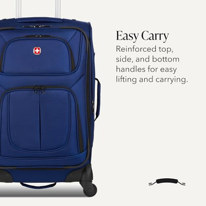 SWISSGEAR Sion Softside Expandable Spinner Luggage Durable Lightweight Travel Suitcase, Blue, Carry-On - color: Blue, size: Carry-On