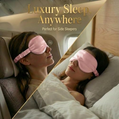 MATASSE 100% Mulberry Silk Sleep Mask 22 Momme Grade 6A - 3D Contoured Eye Mask for Sleeping, 14mm Deep Eye Cups, Total Blackout Blindfold for Women Men, Adjustable Strap, Side Sleeper (Pink/Black) - color: Pink/Black