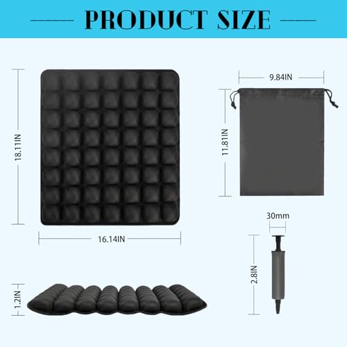 Airplane Seat Cushion for Long Flights, Inflatable & Portable Travel Cushion for Tailbone Pain Relief, Pressure Relief Car Seat Cushion for Office Chair and Wheelchair Use - size: Square