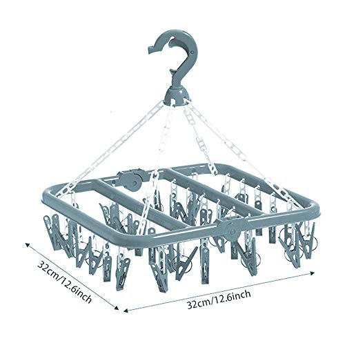 Clip and Drip Hanger Clothes Hanger Drying Rack 32 Clips (Light Blue) - color: Light Blue