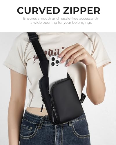 CHOLISS Small Crossbody Bags for Women and Men, Sling Bag for Women and Men Trendy, Fanny Packs Chest Bag with Extended Strap - color: Black