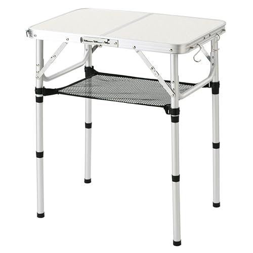YUFIFAIRY Folding Table Small, 24''L x16''W Camp Aluminum Table with Adjustable Height Legs, Indoor Outdoor Lightweight Portable Folding Aluminum Dining Table for Picnic Camping 2-Feet（10"/19"/27） - color: Silver & Sage Gray, size: 24"L x 16"W x 27.48"H