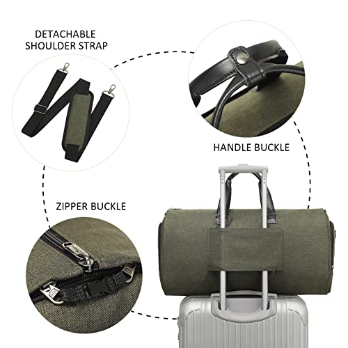 Modoker Convertible Garment Bag with Shoulder Strap, Carry on Garment Duffel Bag for Men Women - 2 in 1 Hanging Suitcase Suit Travel Bags,Forest Night - color: Forest Night