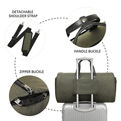 Modoker Convertible Garment Bag with Shoulder Strap, Carry on Garment Duffel Bag for Men Women - 2 in 1 Hanging Suitcase Suit Travel Bags,Forest Night - color: Forest Night