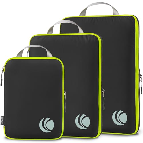 Cipway Compression Packing Cubes, Ultralight Luggage Organizer Bags, Travel Essentials for Carry on Suitcase (3 Piece,Black) - color: Black, size: 3PCS