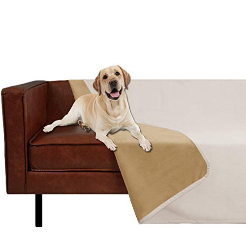 Ameritex Pet Bed Blanket Reversible 100% Waterproof Velvet Super Soft for Sofa and Bed (40x60 Inches, Cream+Sand) - color: Cream+sand, size: 40x60 Inches