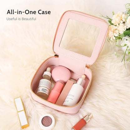 Aveniee Mini Clear Makeup Bag, Small Cosmetic Bags Travel Toiletry Pouch Organizer, TSA Approved Make up Case with Zipper, Car Bag for Essentials,Pink - color: Pink, style: Mini Chic