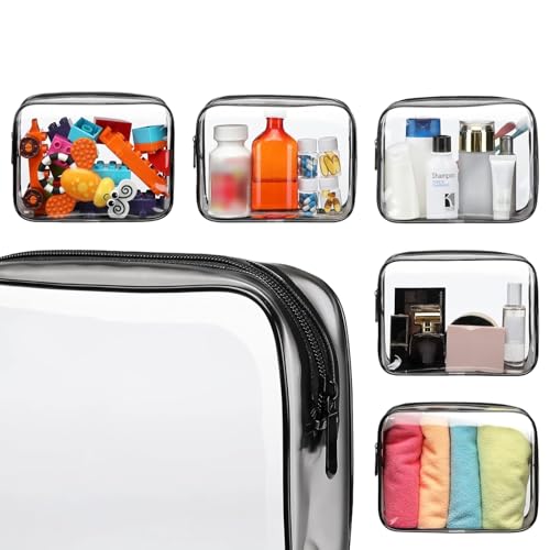 PACKISM Clear Toiletry Bag - TSA Approved Toiletry Bag 3 Pack Same Medium Size, Quart Size Bag Travel Makeup Cosmetic Bag, Carry on Airport Airline Compliant Bag, Black - color: Y- Black, size: Medium Set (Standard)