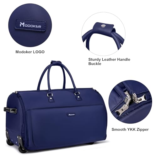 Modoker Rolling Garment Bags, 25in Large Garment Duffle Bag with Wheels, 3 in 1 Garment Suit Luggage Bag, Not Standard Carry-On Size for Women Men Business Travel Weekender, Blue - color: 25in-Blue