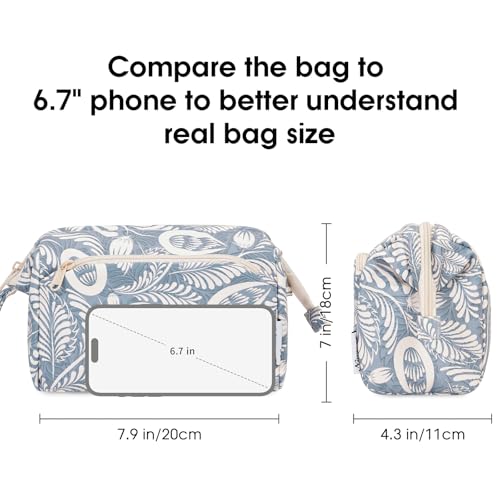 Narwey Women Makeup Bag Wide-open Make up Bag Travel Cosmetic Organizer Toiletry Bag for Cosmetics Toiletries Accessories (Blue Leaf) - color: Y-Blue Leaf