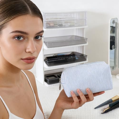 2pcs Makeup Bag Travel Toiletry Bag for Women Lightweight Make Up Bag Purse Organizer Pouches Large Cosmetic Bag Small Makeup Pouch Medicine Bag Travel Essentials for Women Light Blue - color: light blue
