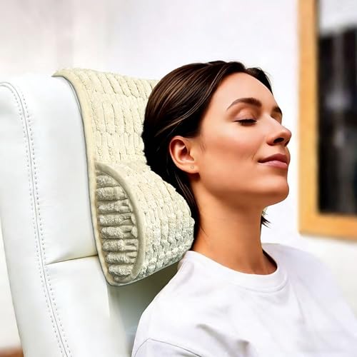 Headrest Memory Foam Pillow, Supportive Pillow for Neck, Back or Leg for Sofas, Recliners, Office Chairs, Massage Chairs for Neck Pain Relief and Cervical Support. (Cream, 13" W x 2.7" D) - color: Cream, size: 13"W x 2.7"D