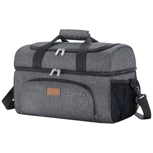 Lifewit Insulated Cooler Bag, Large Leakproof Beach Cooler, Lightweight Portable Double Layer Soft-Sided Travel Ice Chest for Camping, Kayaking, Road Trips, Grocery Shopping - color: Dark Gray, size: 48-can