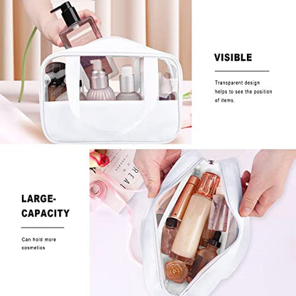 Clear Makeup Bag, 3 Pcs of Cosmetic Bags Set, Transparent PVC Travel Makeup Pouch, Waterproof Cute Toiletry Bag for Women (White) - color: Z-White-3pcs, style: 3pcs