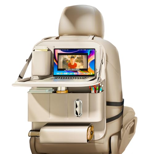 XDV Car Seat Organizers,Multi-functional Back Seat Protectors, Storage Pouches, Child kicking prevention and Tray Holders (for Cars, Kids, Seat Back and Rear Seats) (Beige, 1 Pcs) - color: Beige, size: 1 Pcs