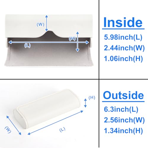 RayLove Hard Shell Glasses Case, Lightweight Leather Eyeglass Case, Travel-Friendly Sunglasses Protector for Men & Women - color: White