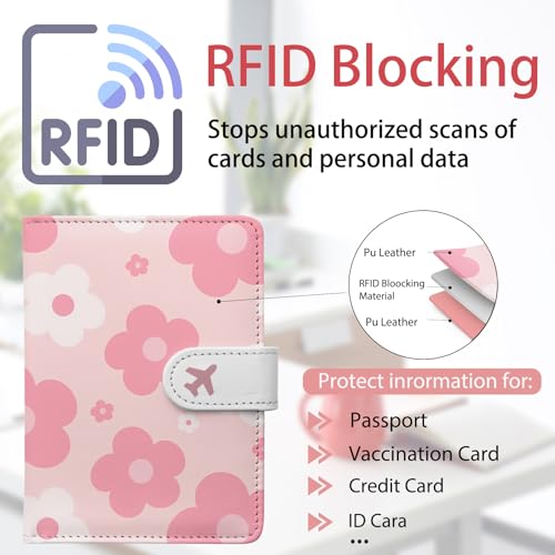 Passport Holder, Travel Wallet Cover with Pen Loop | Cute RFID Blocking Leather Case with Magnetic Closure for Travel Essentials-Garden - color: H-Garden