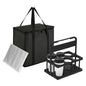 Reusable 6 Cup Drink Carrier with Handle and Insulated Food Delivery Bag, Portable Plastic Cup Caddy, 26L Grocery Cooler Box for Car Delivery, Travel, Picnic - color: Black