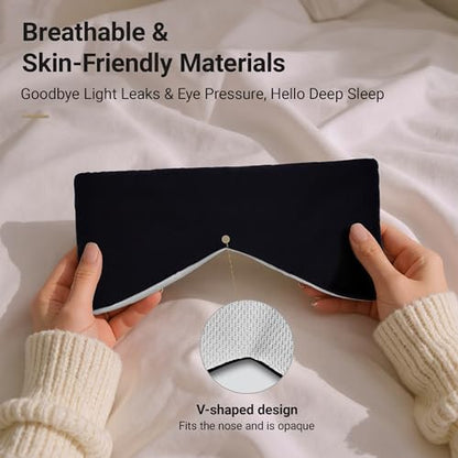 Soft Reversible Cotton Eye Mask, Obsidian Black&Grey Full-Coverage Adjustable Breathable Wrap, Ultra-Light Total Blackout Blindfold for Travel Nap, Ready-to-Gift Set for Women Men Couples Adults - color: Obsidian Black