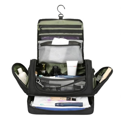 TANGCORLE Toiletry Bag for Men, Handing Travel Toiletry Organizer Protable Water Ressistant Bathroom Shaving Bags for Toiletry Accessories, Travel Essentials, Black(Empty Bag)