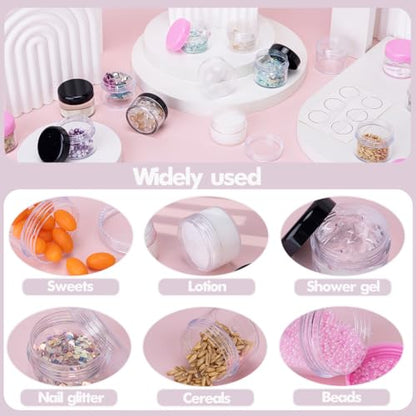 10 Pieces Travel Size Containers, 3/5/10/15/20 Gram Small Travel Containers for Cream, Lotion, Lip Balm and Toiletries, Leak Proof Sample Jars With Labels & Spatulas, Pink - color: Pink