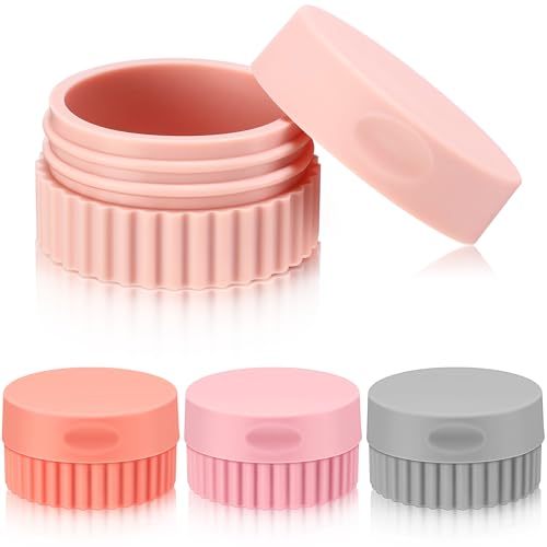 Maxcheck 4 Pcs Travel Containers for Toiletries 0.68 Oz/20 ml Small Silicone Cream Jar with Lid Mini Leakproof Lotion Jar Refillable Travel Cosmetic Container for Face Body Skin Cream (Elegant Color) - color: Elegant Color
