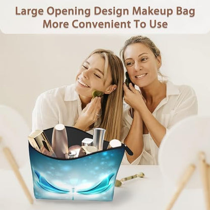 Blue Glowing Dragonfly Cosmetic Bag Abstract Makeup Bags,Travel Make up Bags for Women Girls Cute Zipper Pouch Toiletry Organizer Bag Travel Essentials - color: Blue Glowing Dragonfly