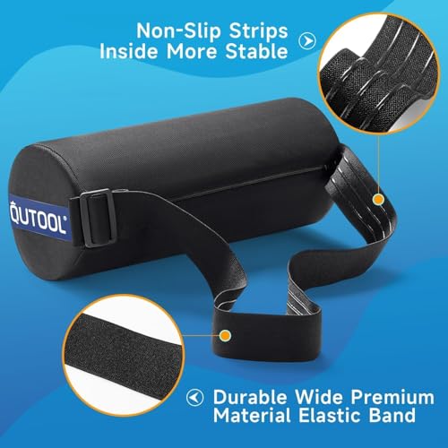 QUTOOL Lumbar Roll, Lumbar Support Pillow for Office Chair with Non-Slip Wider Strap, Back Pain Relief & Posture Improvement, Washable Cover, Office Desk & Car Accessories, Black, Firm - color: Firm-lumbar Roll/Black