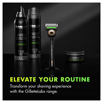 GilletteLabs with Exfoliating Bar by Gillette Mens Razor, 5 Bladed, Closeness and Comfort, Includes Travel Case and Stand, Handle + 3 Blade Refills - color: Gold, style: 1 Razor, 1 Travel Case, 3 Refills, 1 Stand