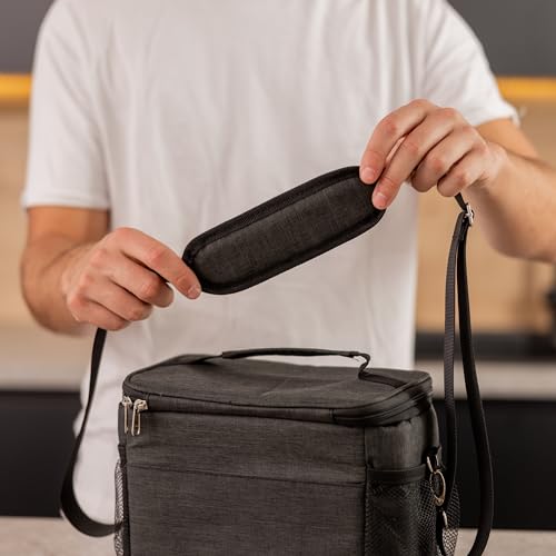 Carrywell (Not Made In China) Insulated Lunch Bag For Men, Men's Lunch Box, Leakproof, Collapsible, Soft Sided Cooler W/Adjustable Shoulder Strap, Grey - color: Charcoal Gray