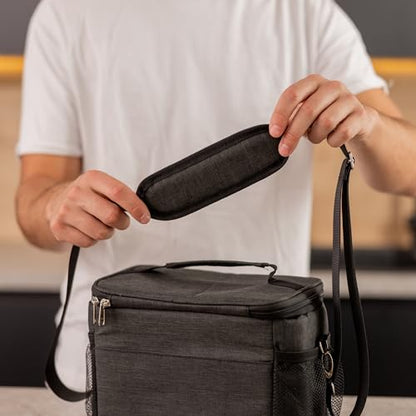 Carrywell (Not Made In China) Insulated Lunch Bag For Men, Men's Lunch Box, Leakproof, Collapsible, Soft Sided Cooler W/Adjustable Shoulder Strap, Grey - color: Charcoal Gray
