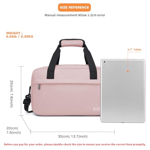 Kono Travel Duffel Bag 14L Under Seat Carry-on Bag Sports Tote Gym Bag Weekender Overnight Bags 13.78"x7.87"x7.87" Pink - color: Pink, size: S (13.78inx 7.87in x7.87in)-14L
