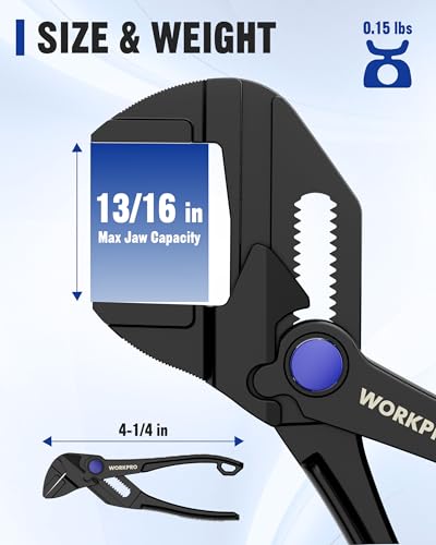 WORKPRO Mini Pliers Wrench, 4-Inch Smooth Jaw Plier, High-Toughness Alloy Steel Adjustable Wrench Pliers with Smooth Parallel Jaws, Anti-Rust Coating, EDC Plier for Tight Spaces & Versatile Use - color: Black