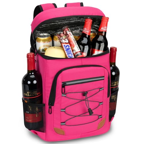 Backpack Cooler Insulated Leak Proof, Lightweight Soft Sided Cooler Backpack for Men Women, Waterproof Beach Cooler Bag Lunch Backpack for Camping Hiking Picnic Fishing Travel Outdoor - color: rose, size: 36 Cans