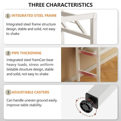 39.4 Inch Folding Table，Square Folding Desks for Small Space,Small Foldable Desk No Assembly,Teak. - color: Frame：white/Board：teak, size: 39.4" x 19.7"