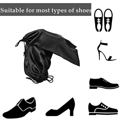 GONGKANGYUAN 10 Pack Shoe Bags for Travel Satin Fabric Shoe Bag with Drawstring for Men Women Travel Protecting Storing Shoes - color: Black