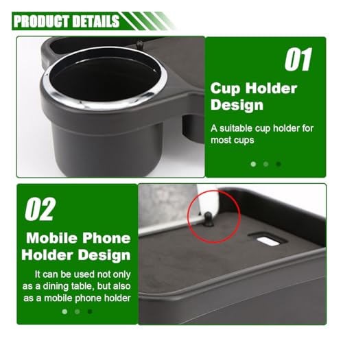 Car Cup Holder Tray, Detachable Eating Organizer Backseat Car Tray, Car Back Seat Organizer Foldable Desing, Automotive Accessories for Most Vehicles