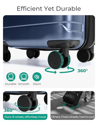 BAGSMART Carry On Luggage 22x14x9 Airline Approved with Spinner Wheels,Lightweight 20 Inch Luggage with TSA Lock,Expandable Hard Shell Carry On Suitcases for Men Women,Dark Blue - color: Dark Blue