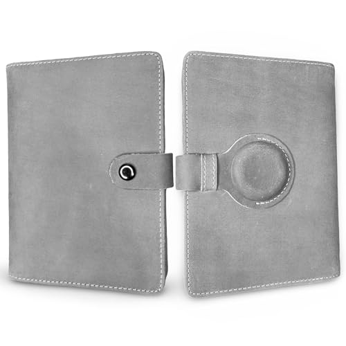 Genuine Leather AirTag Passport Holder and Wallet for Men and Women RFID Blocking for Secure Traveling and Documentation Organizer (Grey) - color: Grey